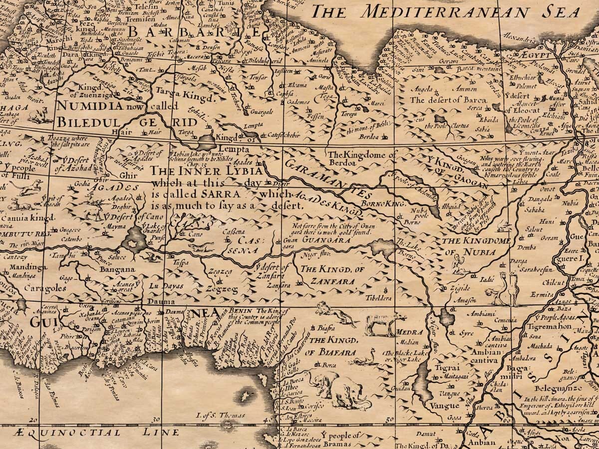 Detail from an old map of Africa