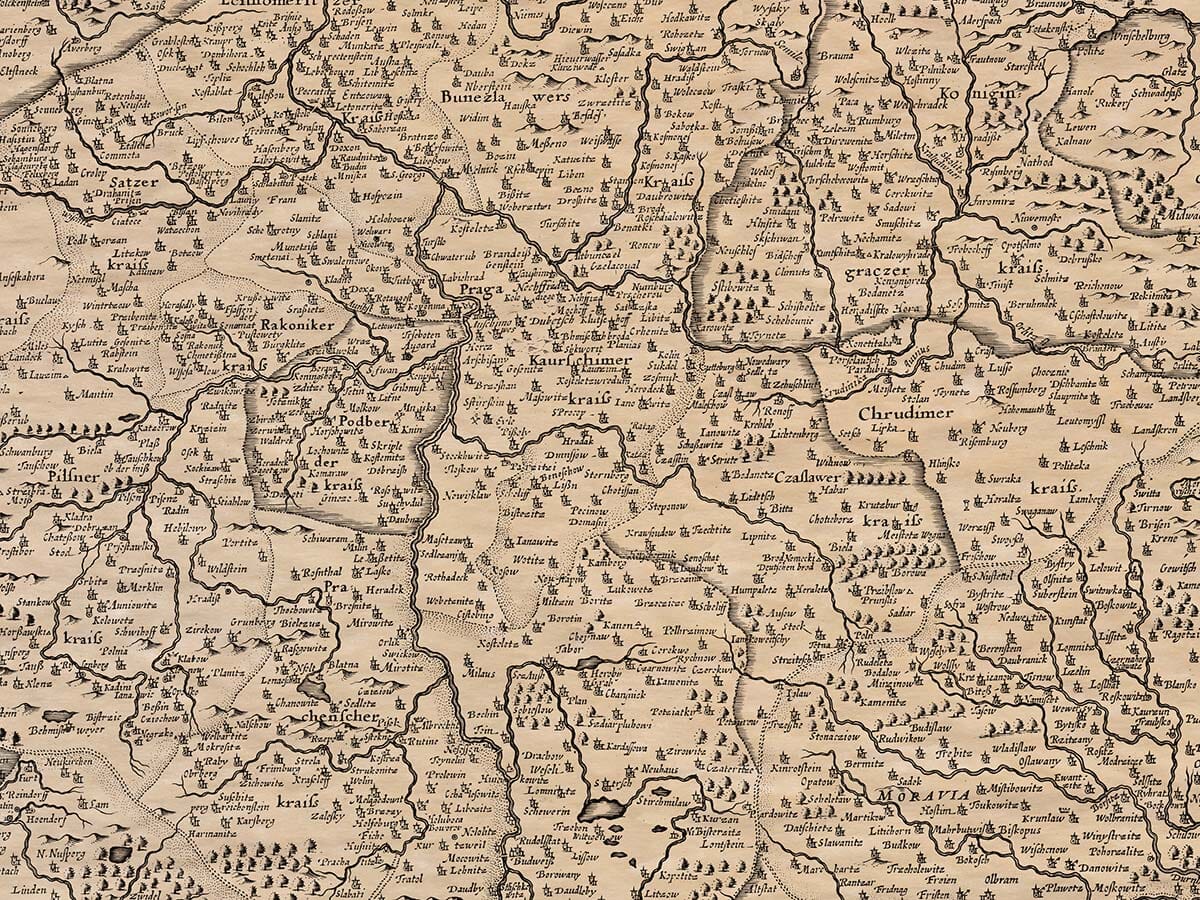 Detail from an old map of Bohemia