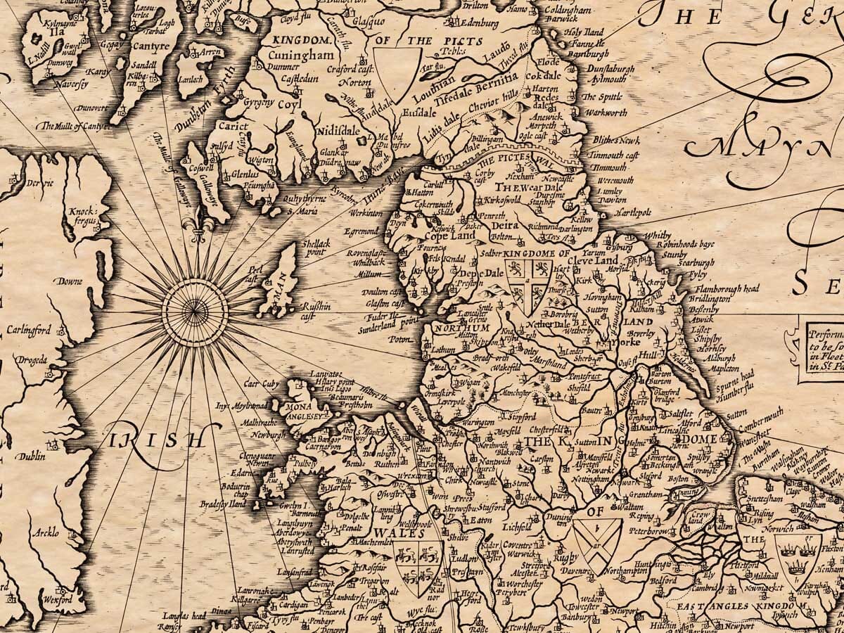 Detail from an old map of Great Britain
