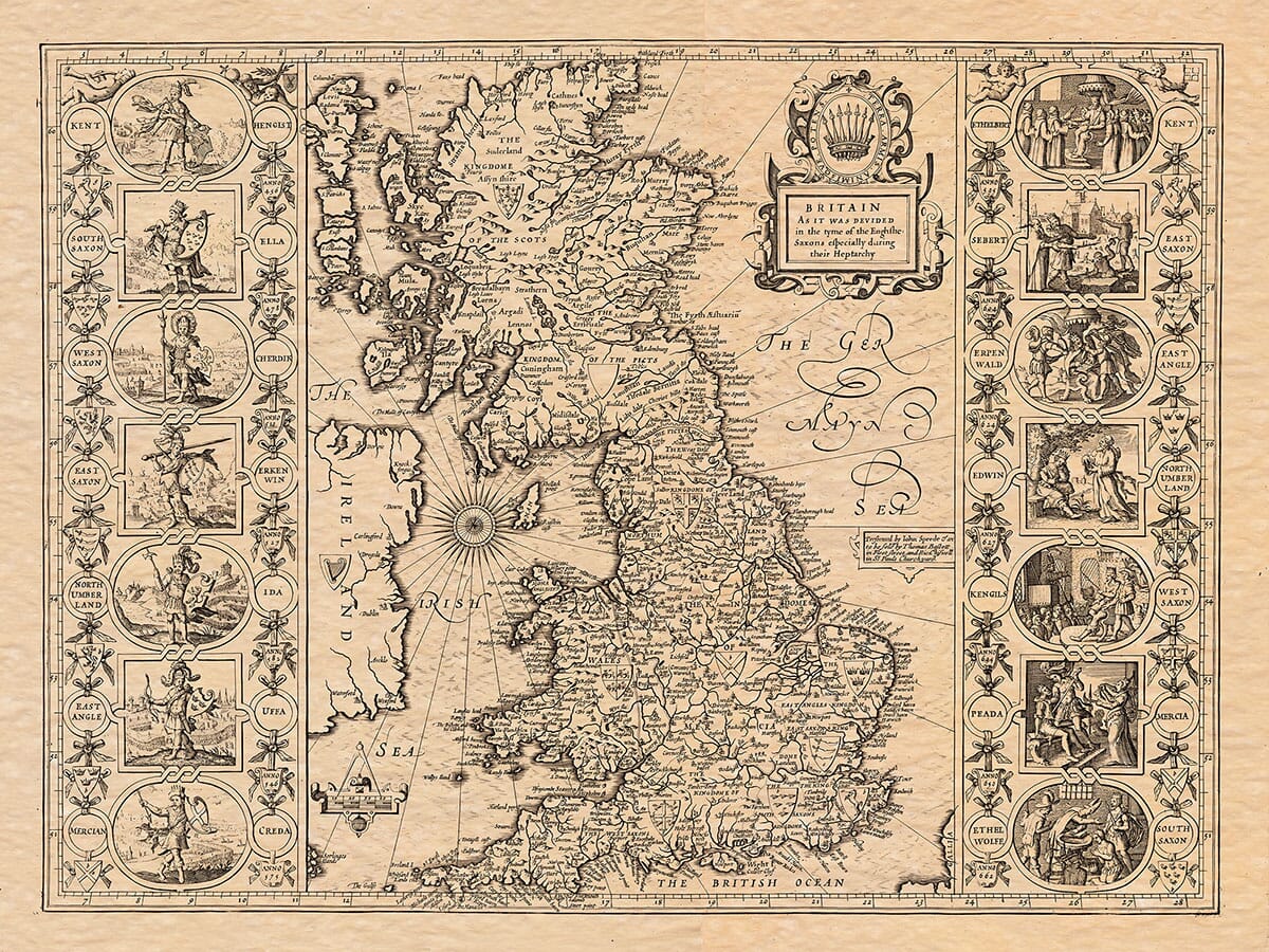 The Kingdom Of England An Old Map By John Speed The Old Map Company