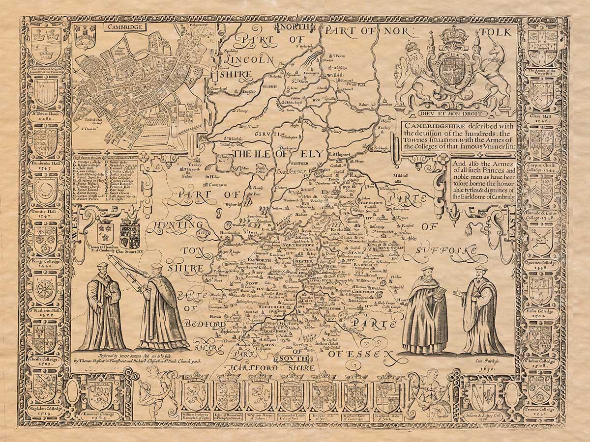 Isle Of Ely Map Cambridgeshire – An Old Map By John Speed – The Old Map Company