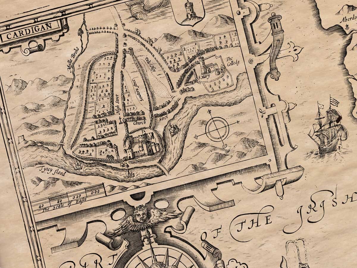 Detail from an old map of Cardigan