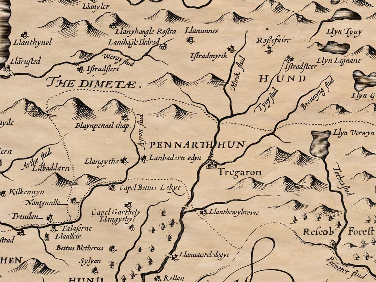 Detail from an old map of Cardiganshire