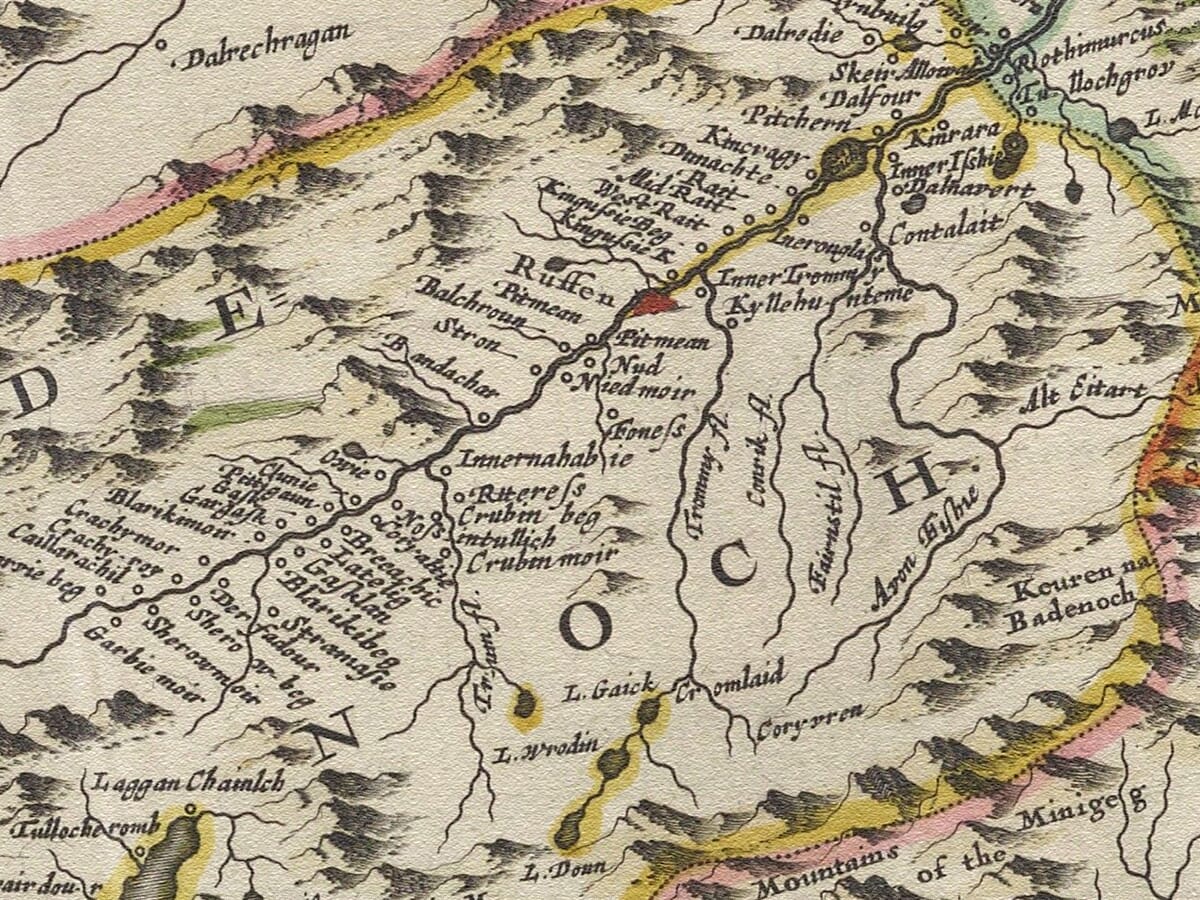 Enlarged portion from Central Highlands of Scotland Map