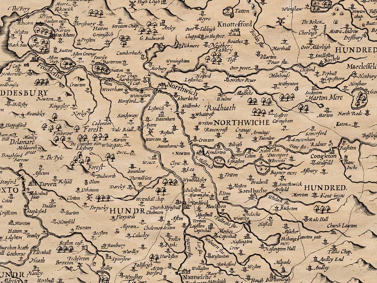 Detail from an old map of Cheshire