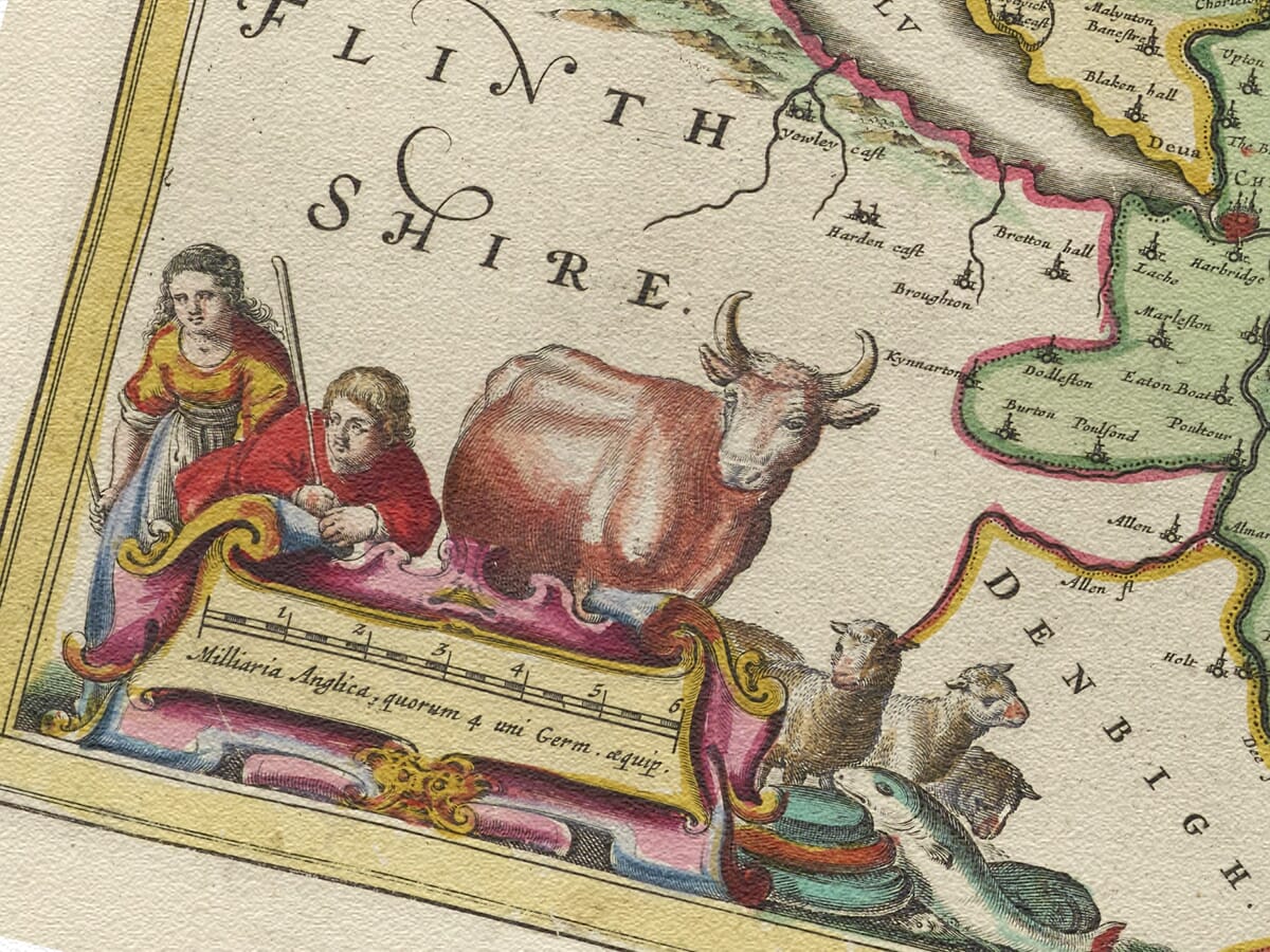 Detail from an old map of Cheshire 1645