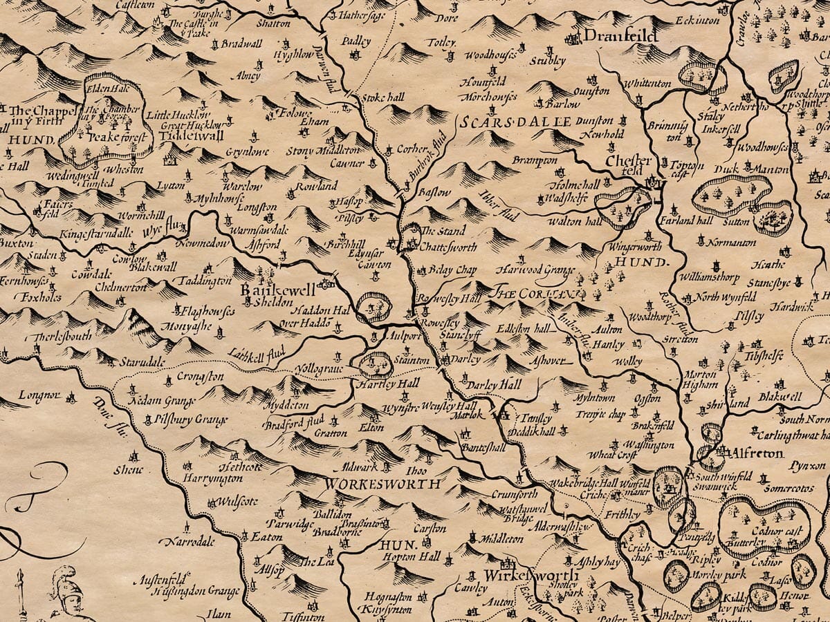 Detail from an old map of Derbyshire