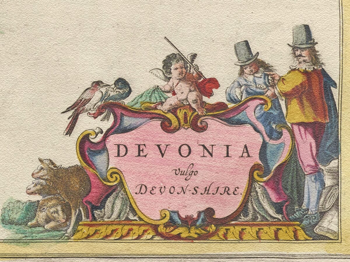 Detail from an old map of Devon 1645