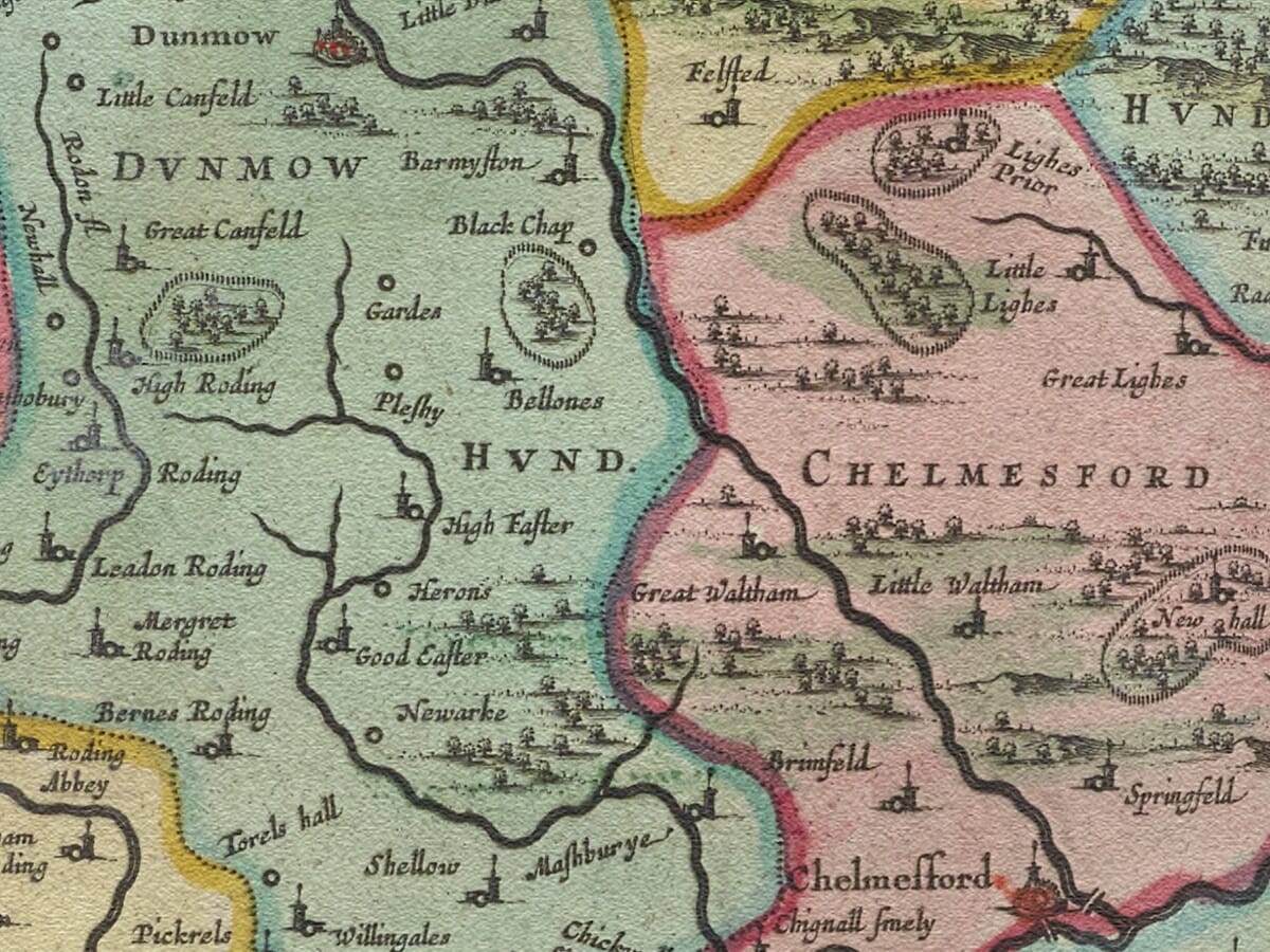 Detail from an old map of Essex 1645