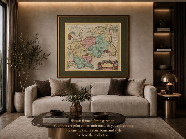 Framed Old Map of Middlesex Example