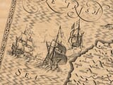 Galleons decorating an-old map