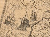 Galleons decorating an-old map