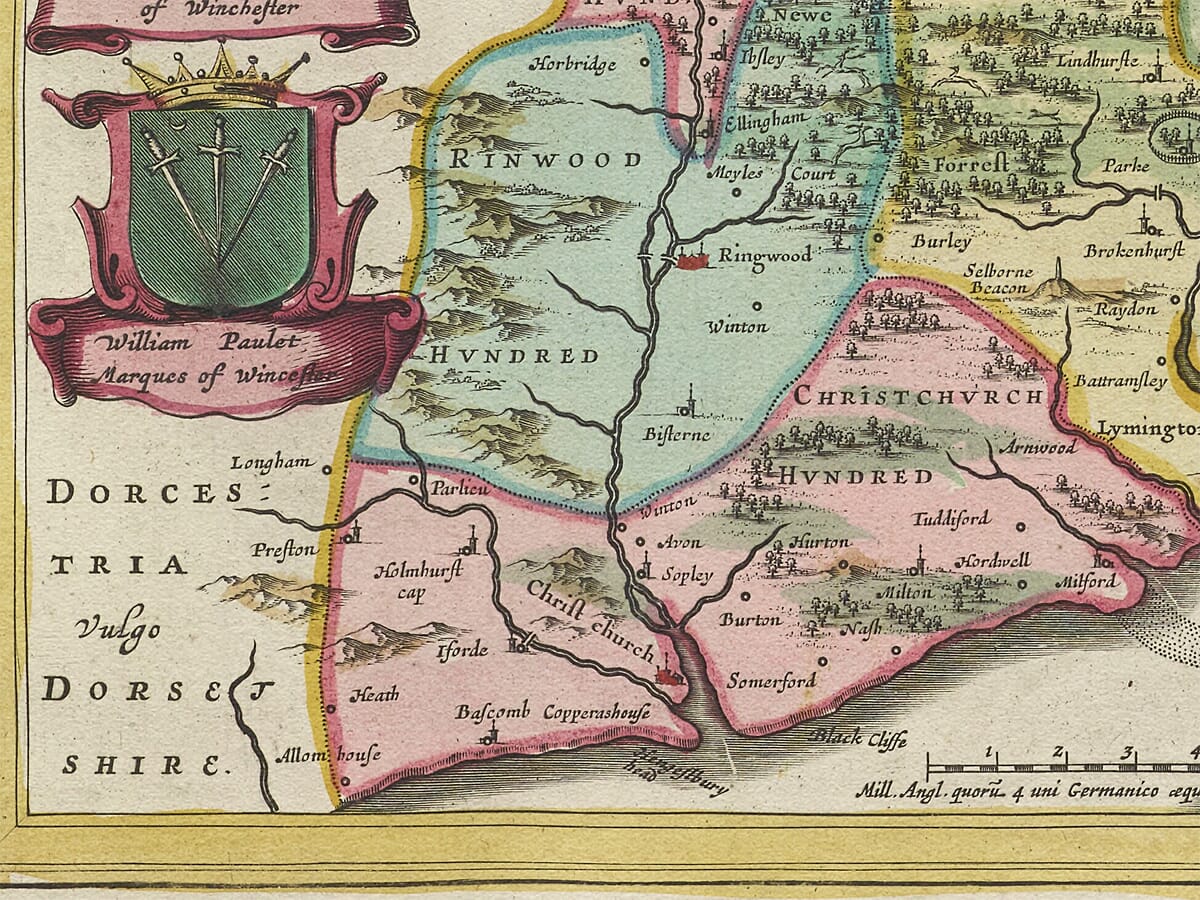 Detail from an old map of Hampshire 1645