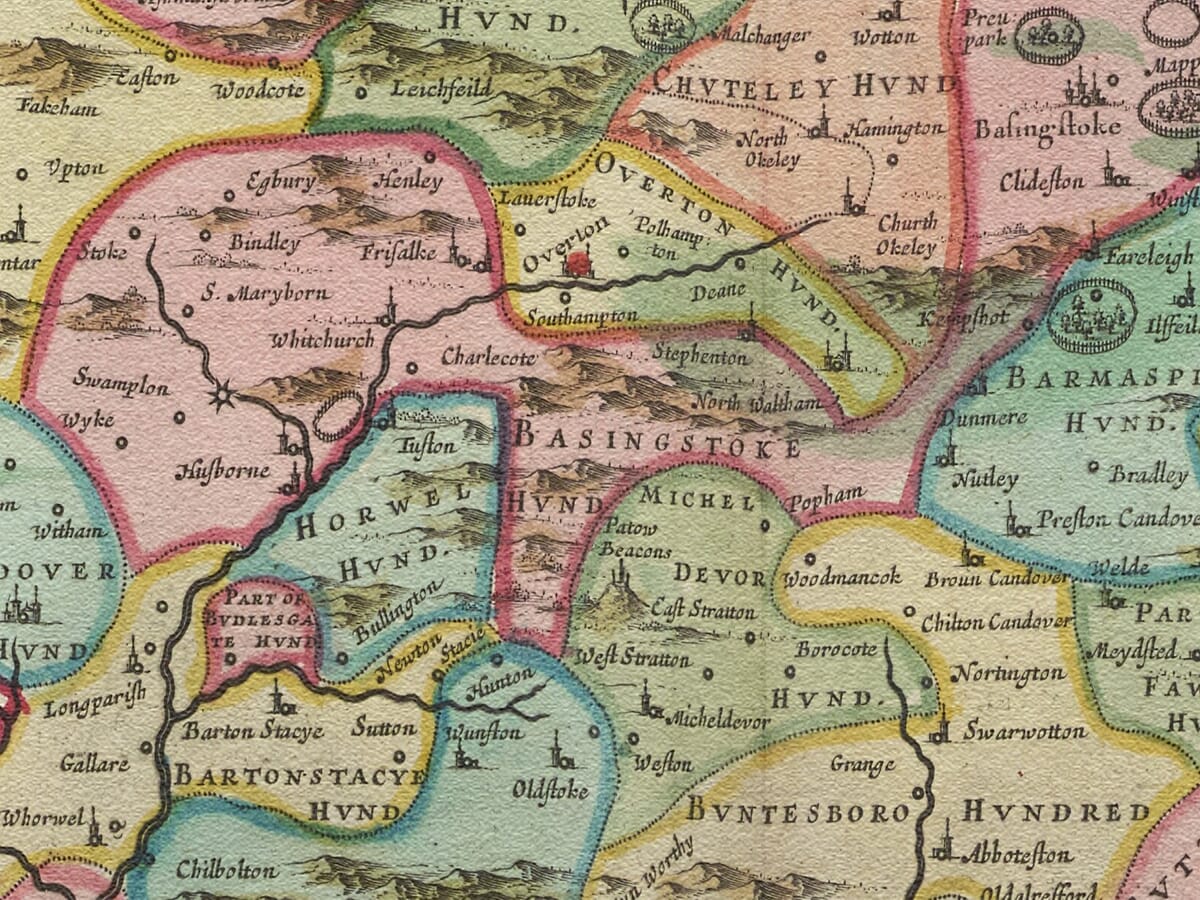 Detail from an old map of Hampshire 1645