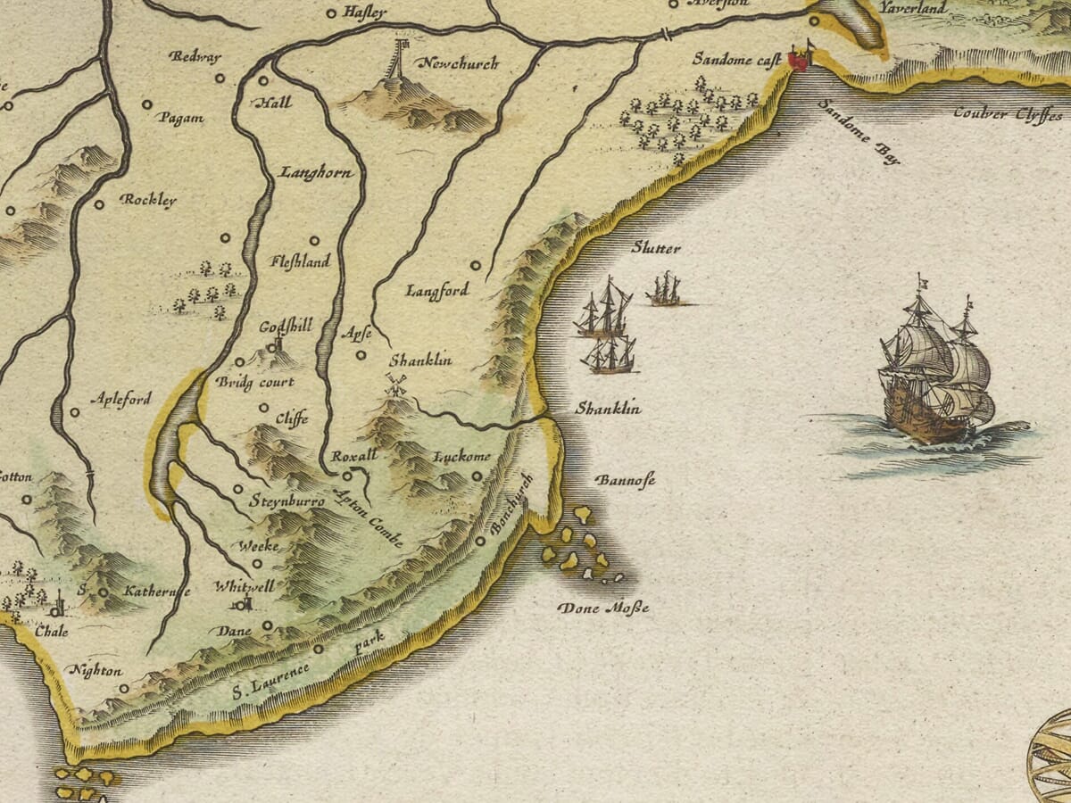 Detail from an old map of Isle of Wight 1645