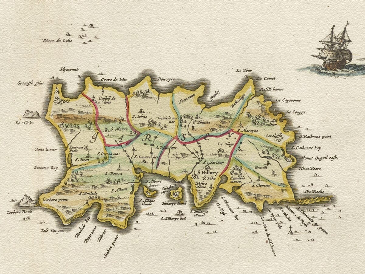 Detail from an old map of the Channel Islands 1645