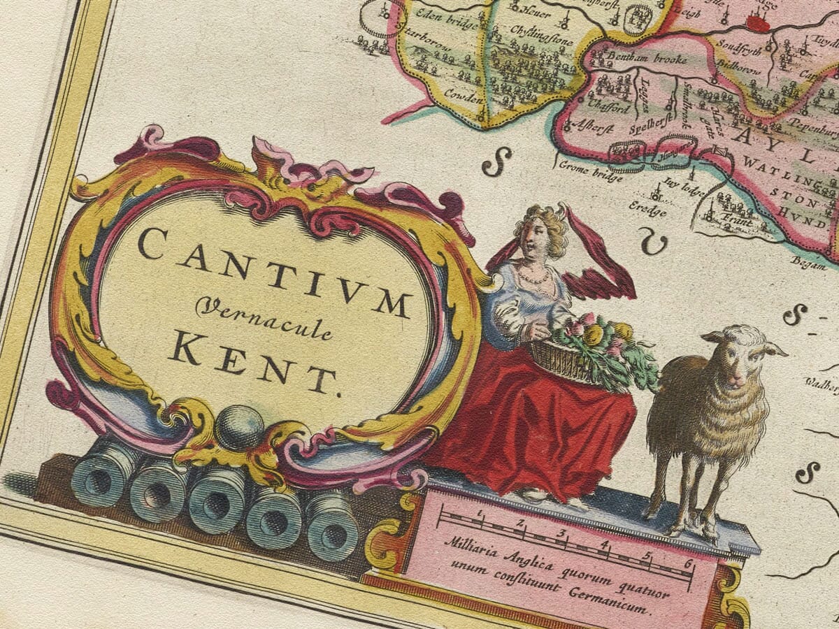 Detail from an old map of Kent 1645