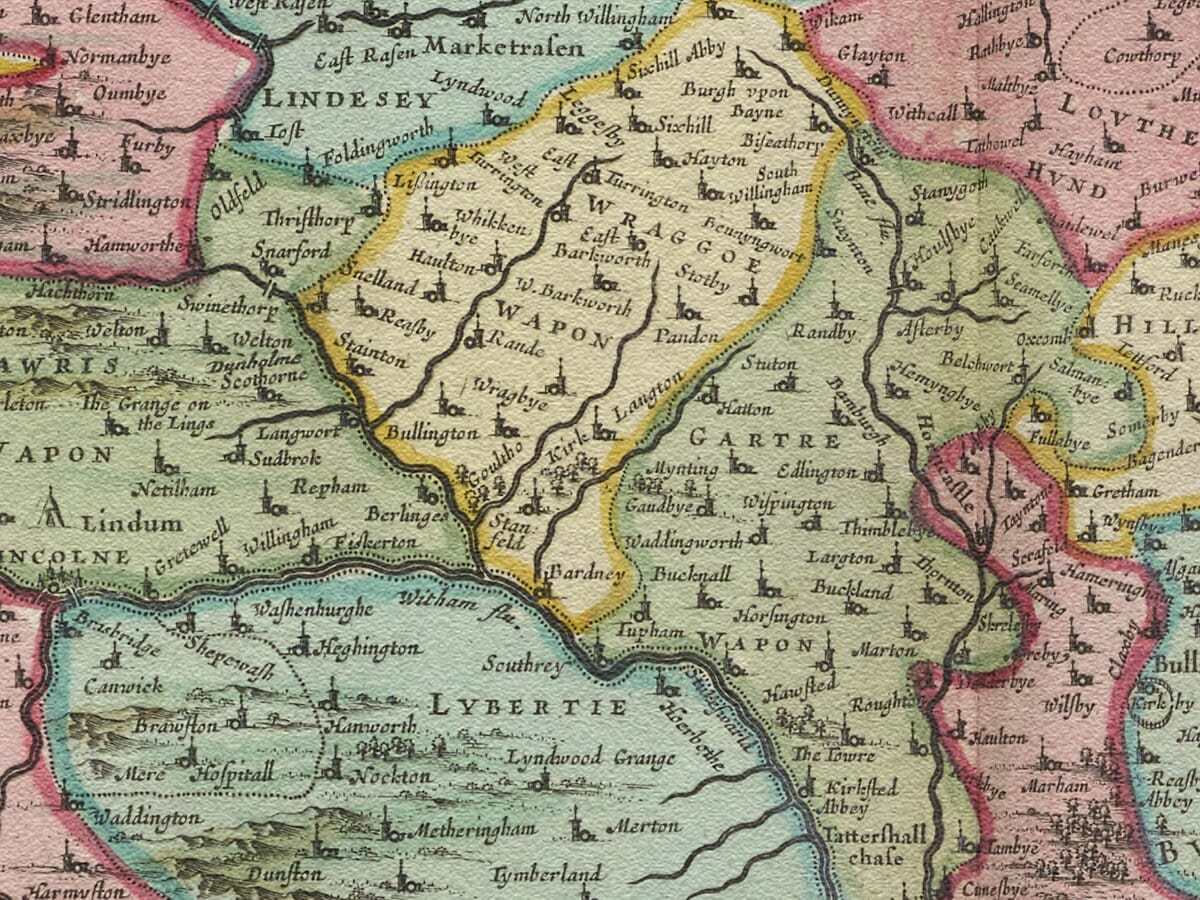 Detail from old map of Lincolnshire 1645