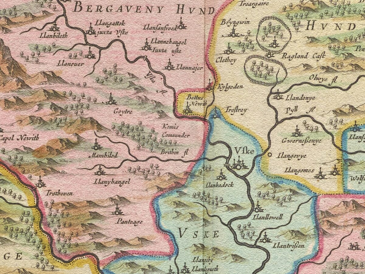 Detail from an old map of Monmouthshire 1645