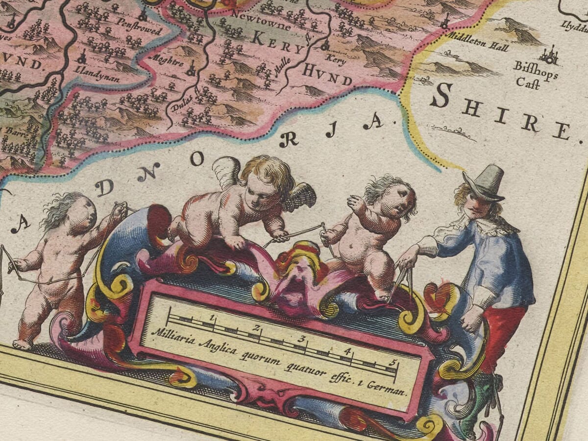 Detail from an old map of Montgomery 1645