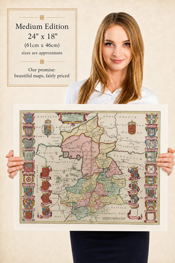 Model holding old map of Cheshire Medium 900