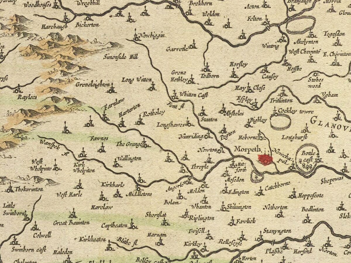 Detail from an old map of Northumberland 1645