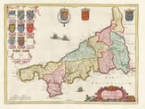 Old Map of Cornwall - 1645