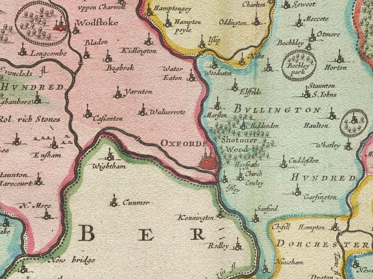 Detail from an old map of Oxfordshire 1645
