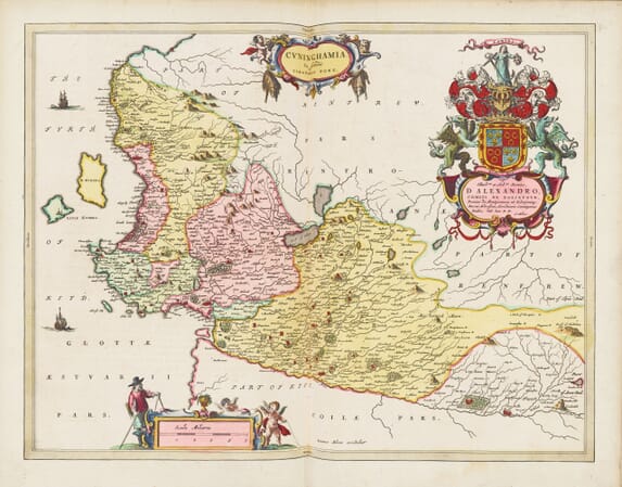 Old map of Cunningham in North Ayrshire by Timothy Pont and Joan Blaeu, 1654