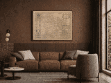Old map of Devon displayed framed in a living room