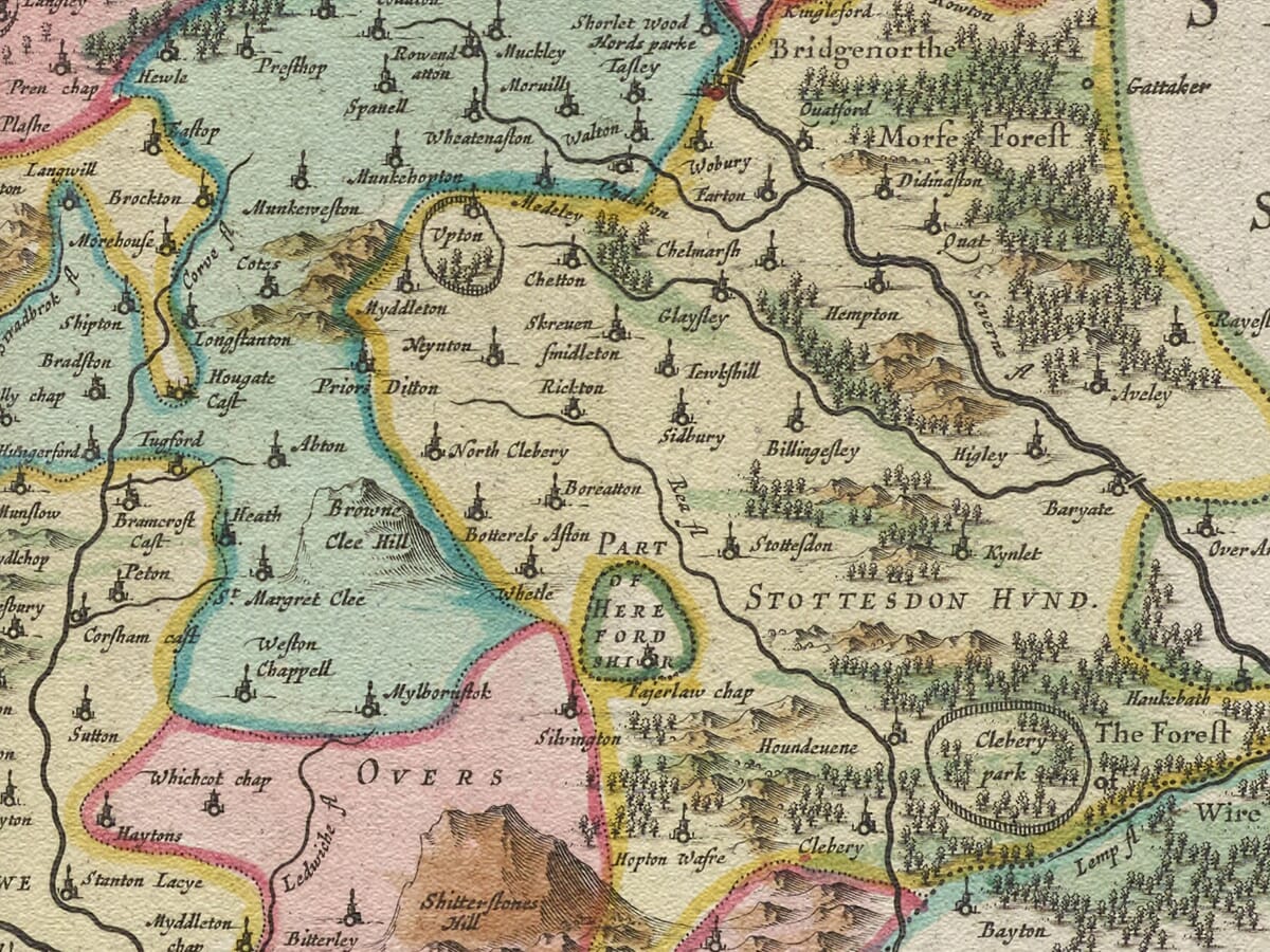 Detail from Old Map of Shropshire 1645