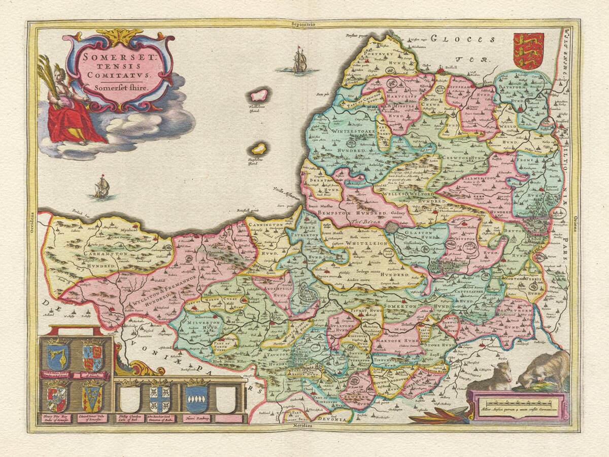 Old Map of Somerset 1645