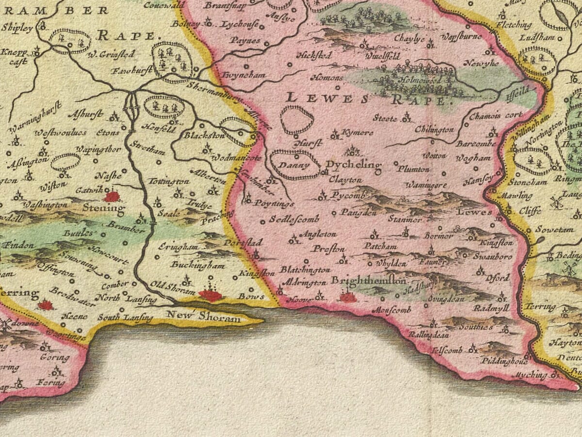Detail from an old map of Sussexx