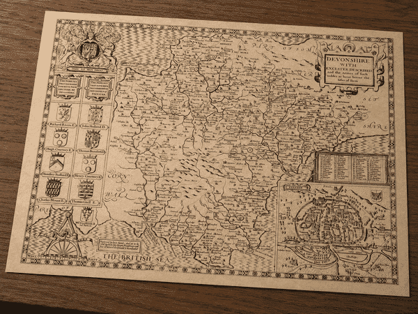 Old map of Devon by John Speed, 1611