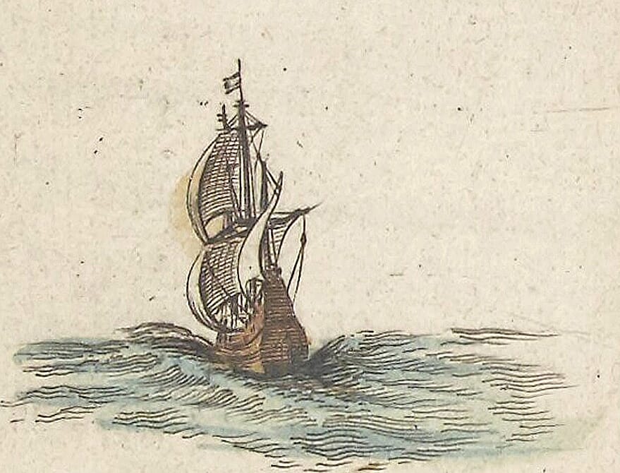 Sailing Ship on old map