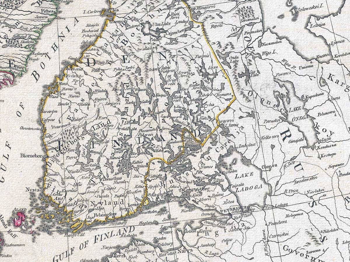 Detail from an old map of Finland