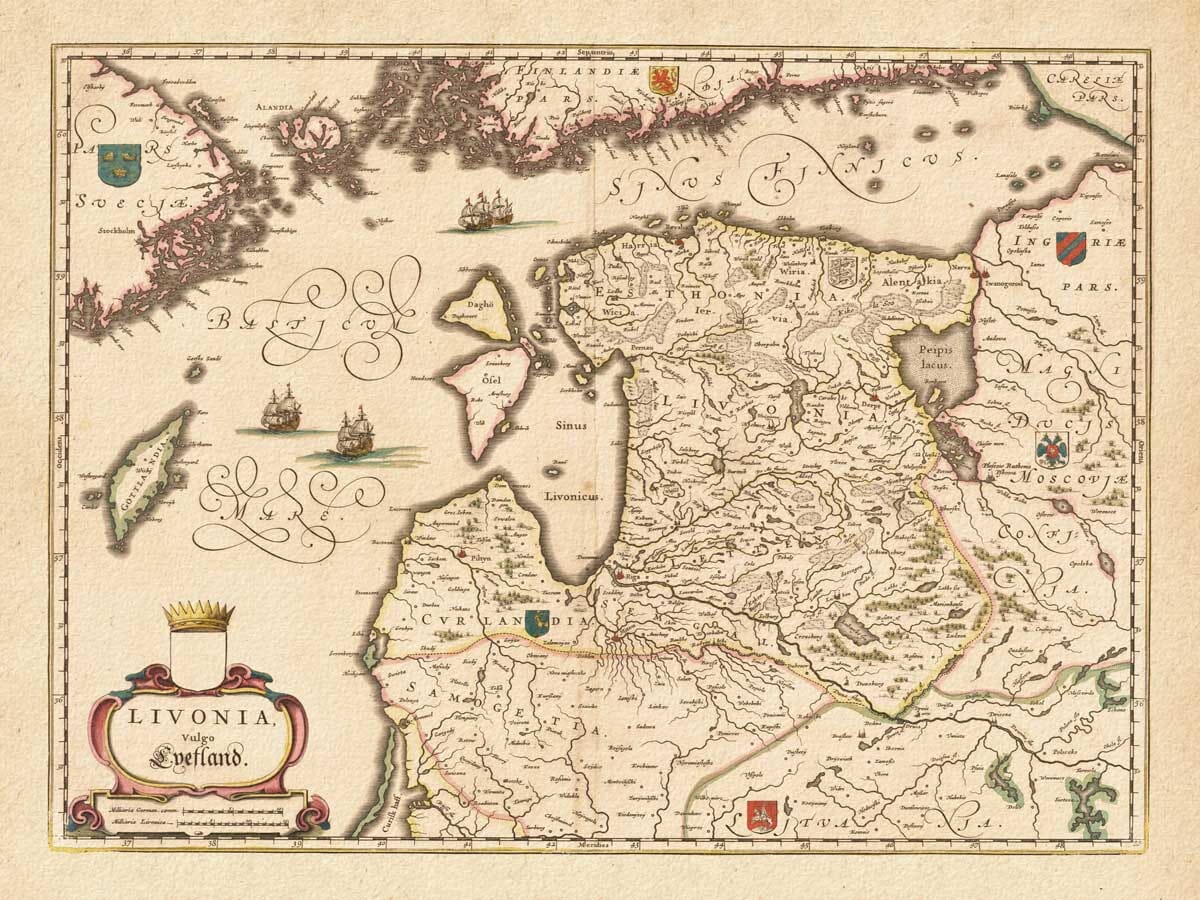 Old Map of Latvia