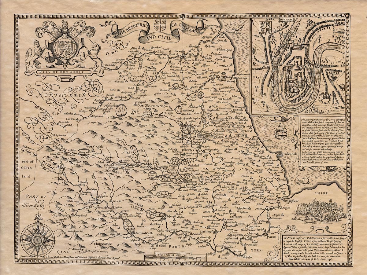 Old Map of Durham