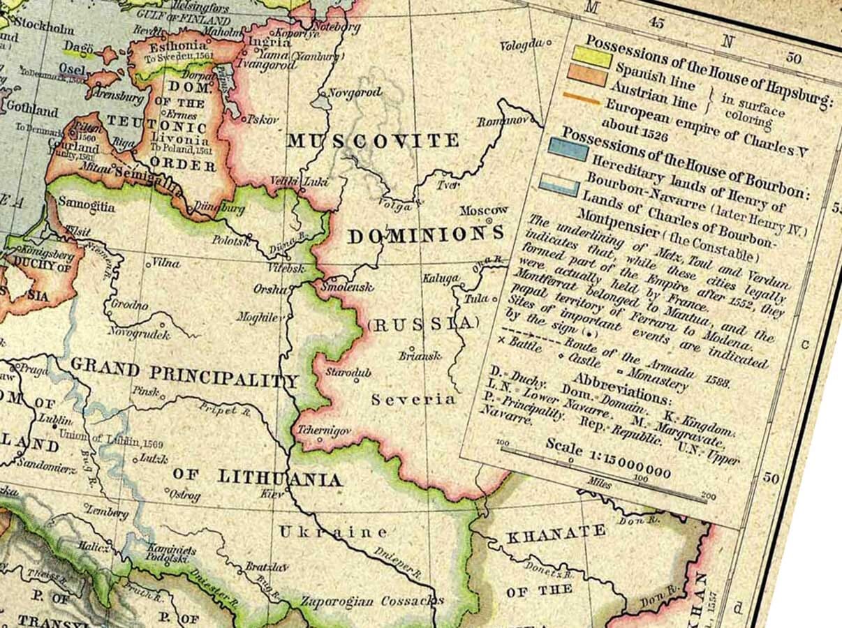 Detail from an old map of Europe