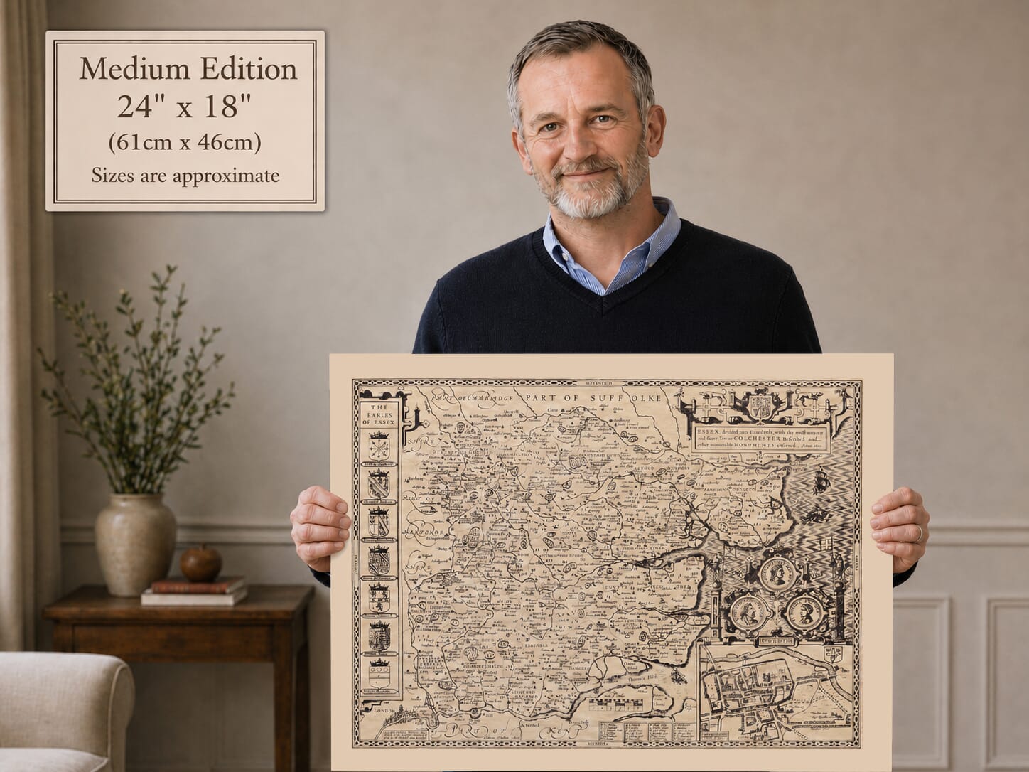 Essex Map Held Medium Size