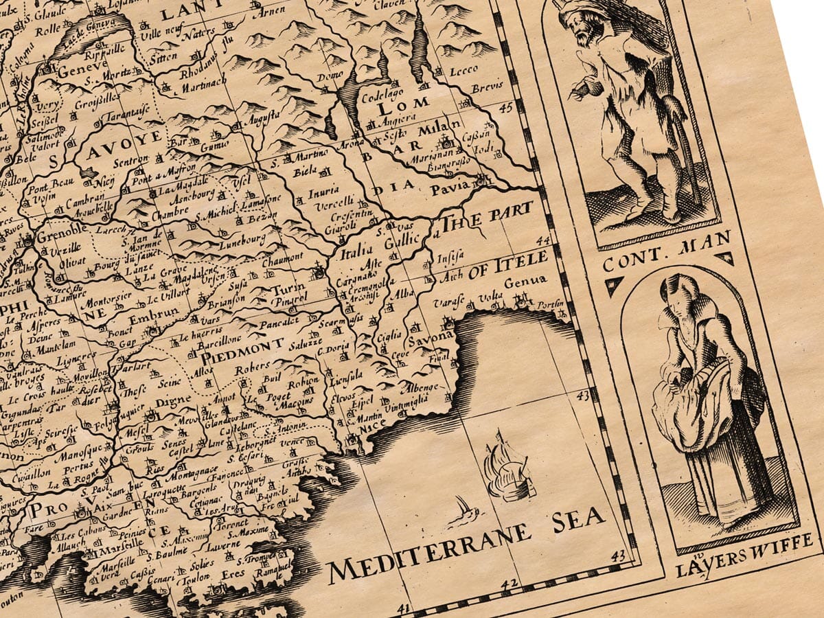 Detail from an old map of France