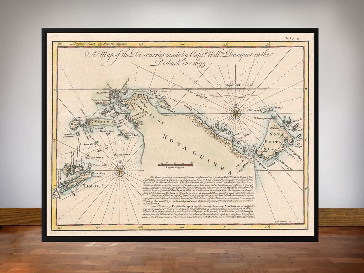 Framed Map New Guinea