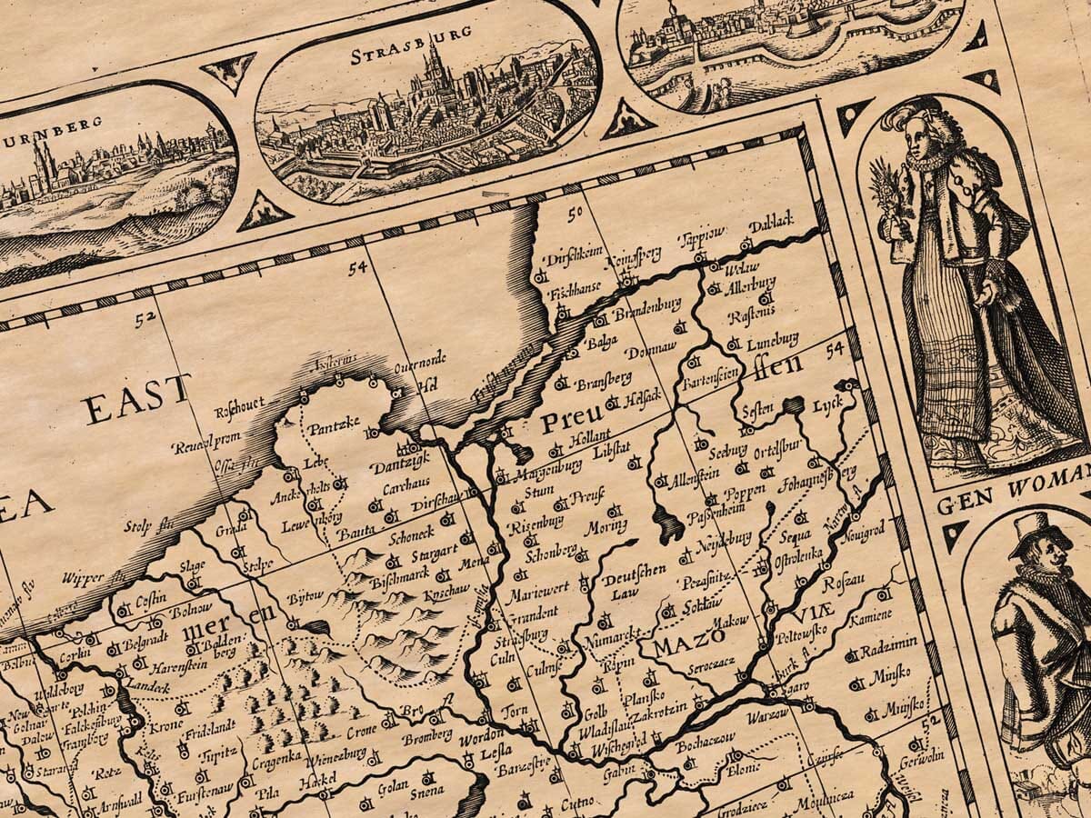 Detail from an old map of Germany