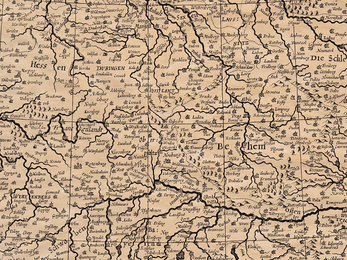 Detail from an old map of Germahy