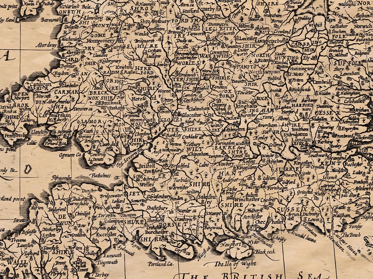 Detail from old map of Great Britain