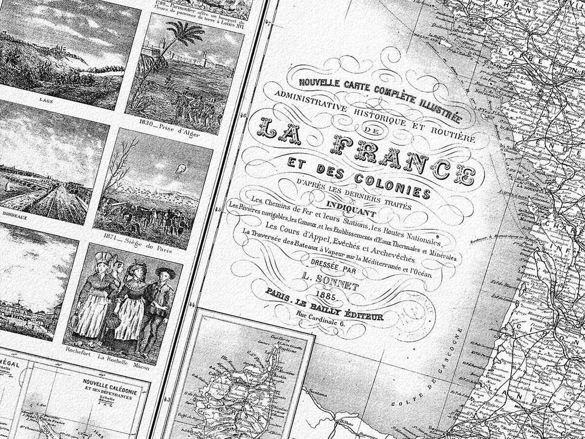 Old French Road Map detail