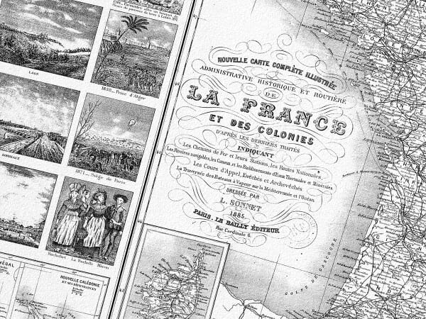 Historical-Map-France-Detai Old French Road Map detail
