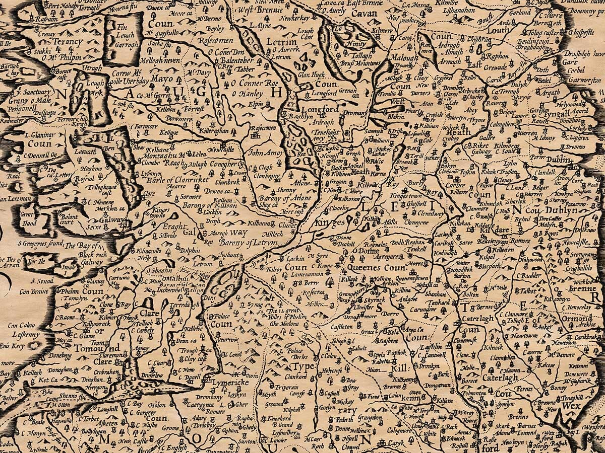 Detail from an old map of Ireland
