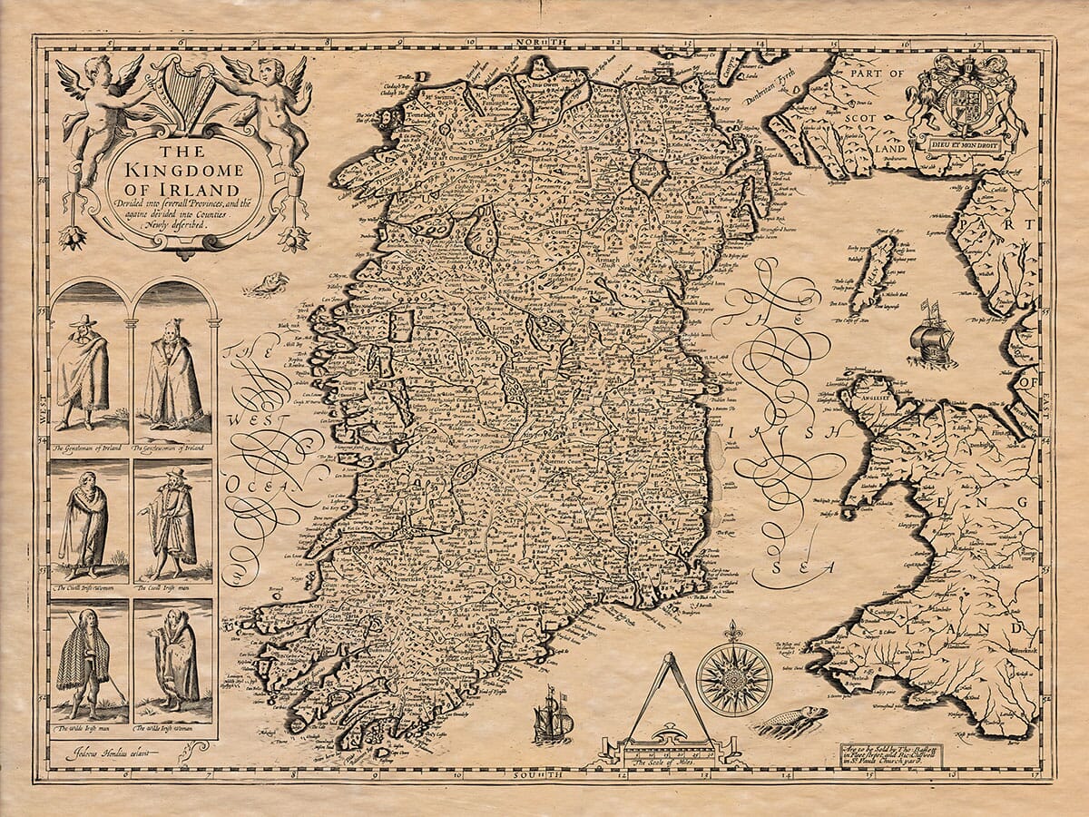 Old Map full size Giclée printed COPY Ireland Eire Replica John Speed 17c 