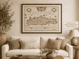 Large Edition of Old Map of Crete hung on lounge wall